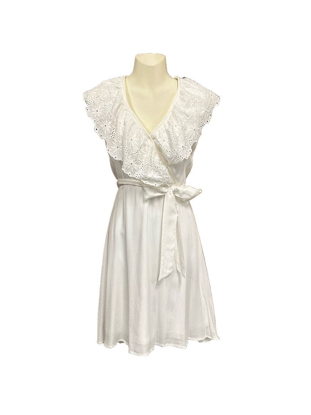 Morrisday Marina white eyelet lace collar sleeveless summer dress Medium NWT
